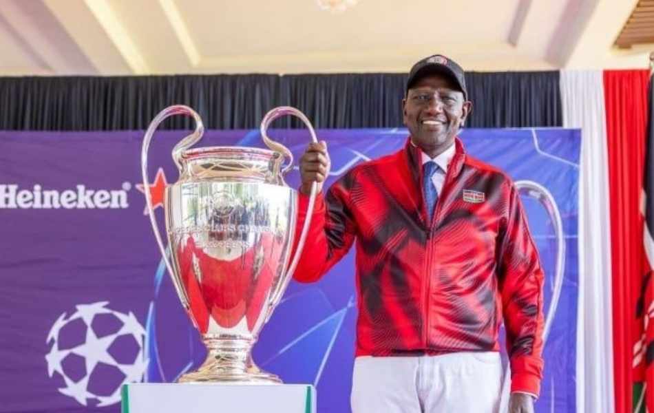 President William Ruto With EPL Trophy - PesaBettor